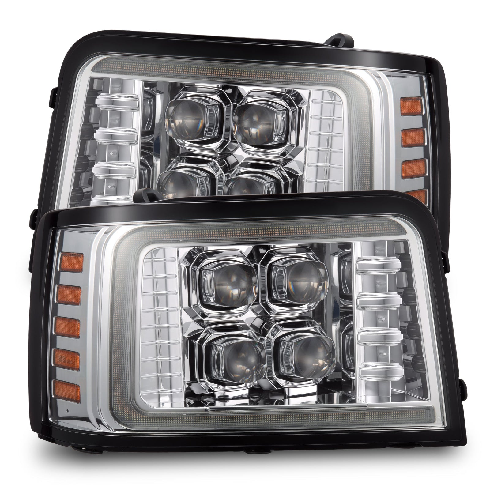 AlphaRex 92-96 Ford Bronco/F150 NOVA LED Proj Headlights Chrome w/ Activ. Light Seq. Sig and SB DRL - 880378 for 1992-1996 Fo