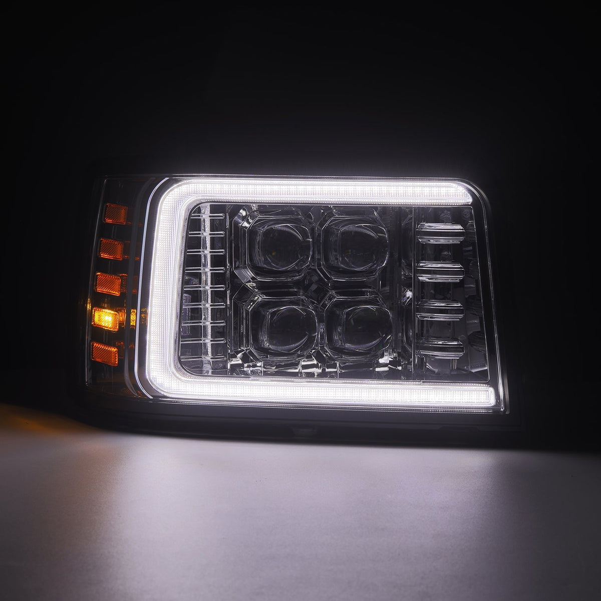 AlphaRex 92-96 Ford Bronco/F150 NOVA LED Proj Headlights Chrome w/ Activ. Light Seq. Sig and SB DRL - 880378 for 1992-1996 Fo