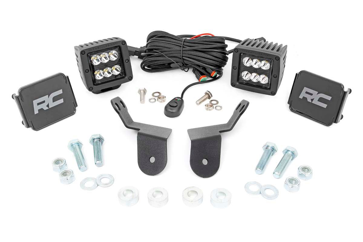 LED Light Kit | Cage Mount | 2&quot; Black Pair | Honda Pioneer