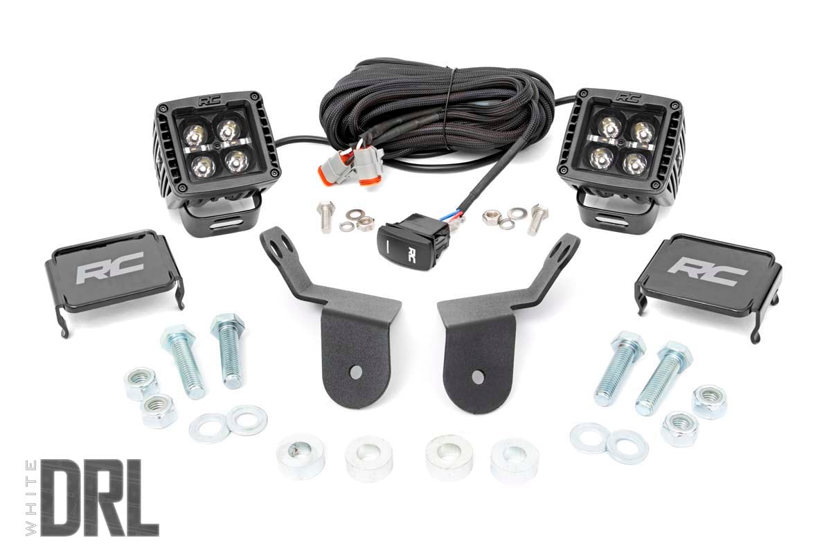 LED Light | Cage Mount | 2&quot; Black Pair | White DRL | Honda Pioneer 1000/1000-5