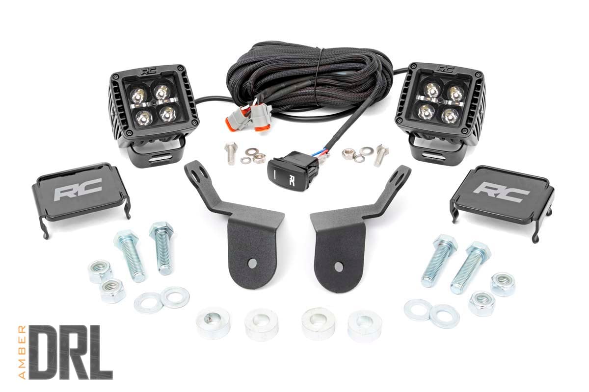 LED Light | Cage Mount | 2&quot; Black Pair | Amber DRL | Honda Pioneer 1000/1000-5