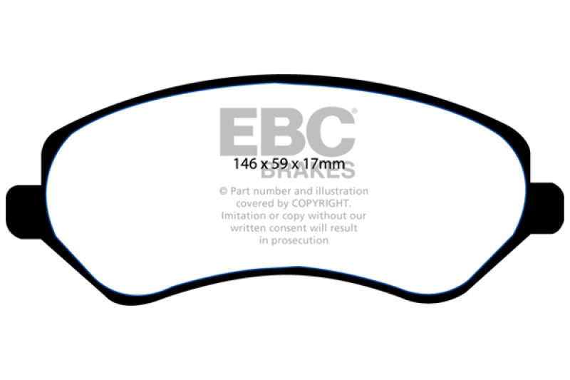 EBC 04-07 Chrysler Town &amp; Country 3.3 Rear Drums Yellowstuff Front Brake Pads - DP41612R