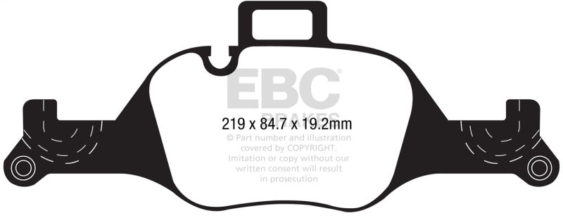 EBC 2017+ BMW 530 G30 Greenstuff Front Brake Pads - DP22289 for 2019-2026 BMW X5 - front view