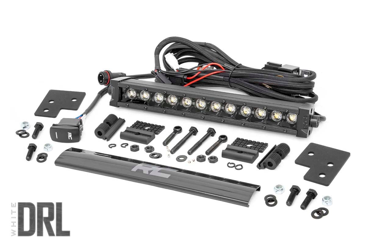 LED Light | Bumper Mount | 12&quot; Black Single Row | White DRL | Polaris Ranger XP 1000/1000 Crew