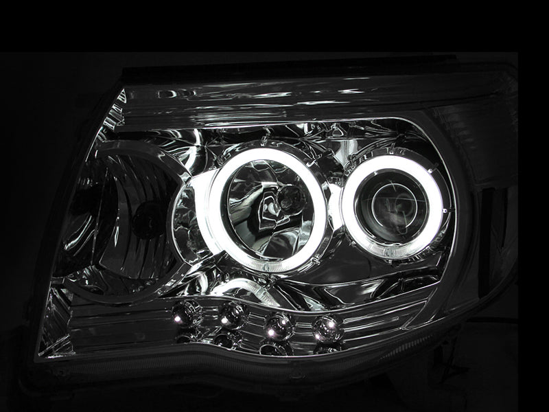 ANZO 2005-2011 Toyota Tacoma Projector Headlights w/ Halos Chrome - 121281