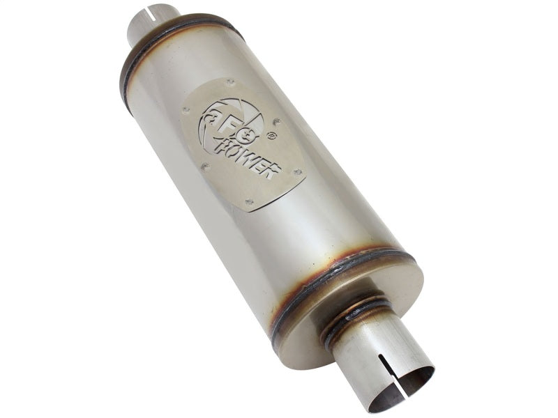 aFe MACH Force-Xp 409 SS Muffler 2-1/2in Center/Center 14in L X 6in Dia - Round Body - 49M00007
