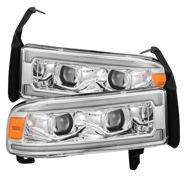 AlphaRex 94-01 Dodge Ram 1500 LUXX LED Headlights Chrome w/ Activ. Light Seq. Signal and SB DRL - 880354 for 1994-2001 Dodge 