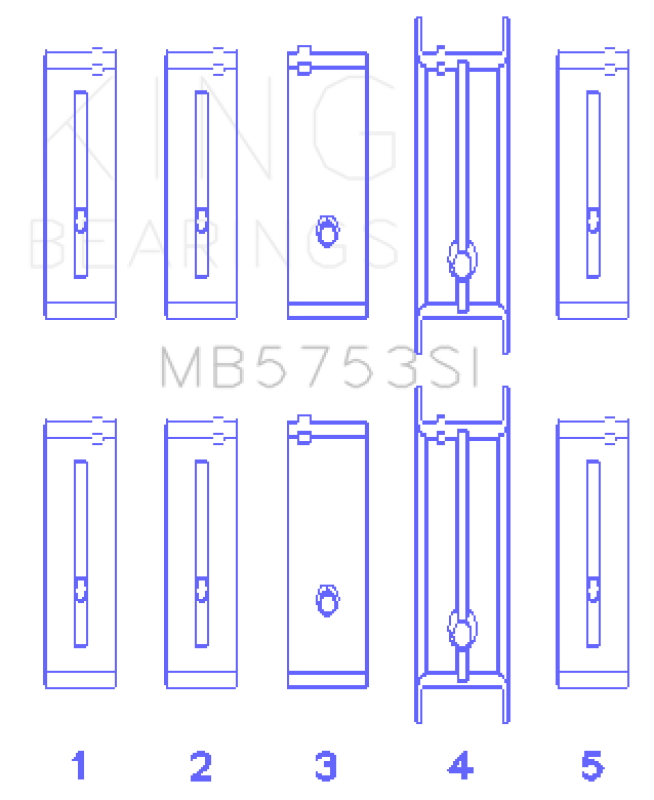 King Engine Bearings ChevrolET/Isuzu Ohv Ln2 Fl O/S 010 (Size +0.50mm) Main Bearing Set - MB5753SI0.5