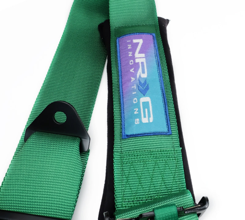 NRG 5PT 3in. Seat Belt Harness / Cam Lock - Green - SBH-B6PCGN - close-up view 2 3 4
