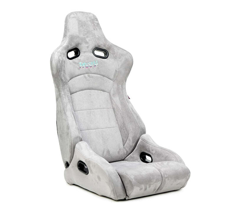 NRG Prisma Lab Reclinable Bucket Racing Seat - Pair (Grey Vegan Suede) - RSC-710 L/R-GY - close-up view