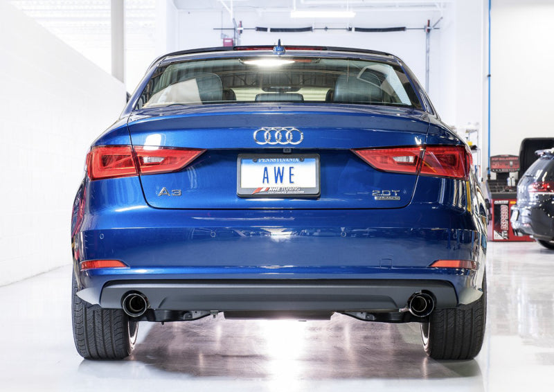 AWE Tuning Audi 8V A3 Touring Edition Exhaust - Dual Outlet Diamond Black 90 mm Tips - 3015-32058