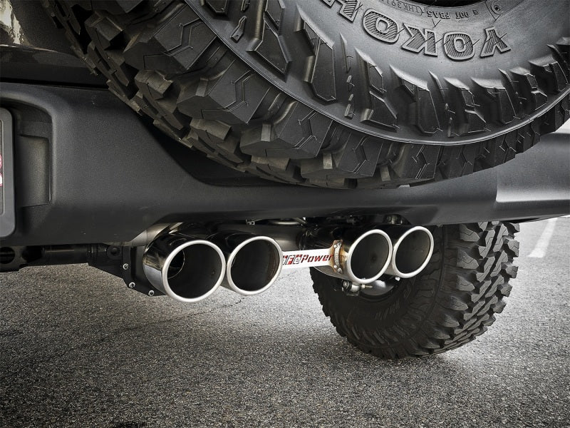 aFe Rebel Series 2.5in. 304 SS C/B Exhaust System 2018 Jeep Wrangler (JL) V6-3.6L - Polished Tip - 49-38071-P