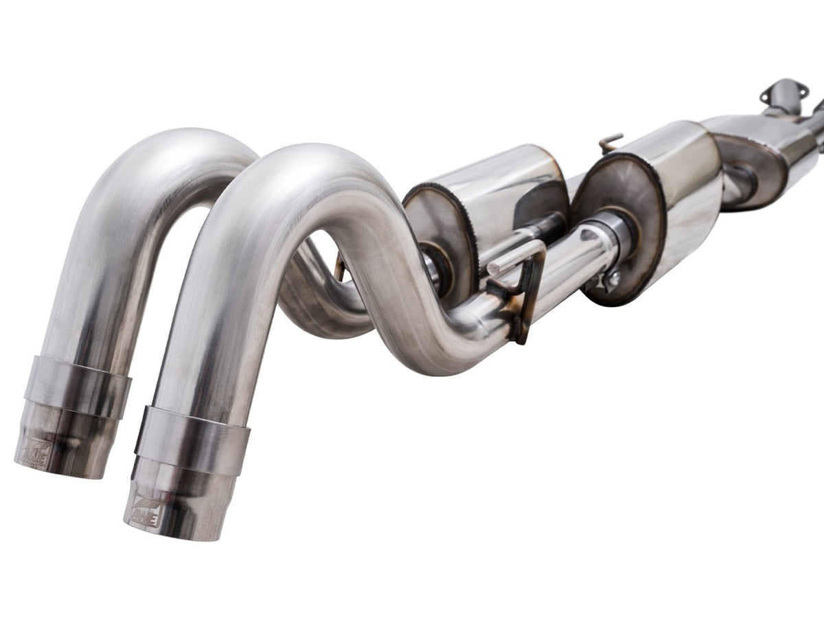 AWE 16-22 Toyota Tacoma 0FG Catback Exhaust w/ BashGuard - Dual Chrome Silver Tips - 3015-32826