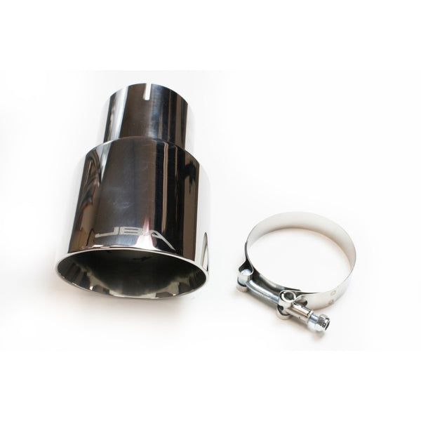 JBA 3in x 4in x 7-1/4in Double Wall Polished Chrome Tip - Clamp On - 12-08272 by JBA - front view