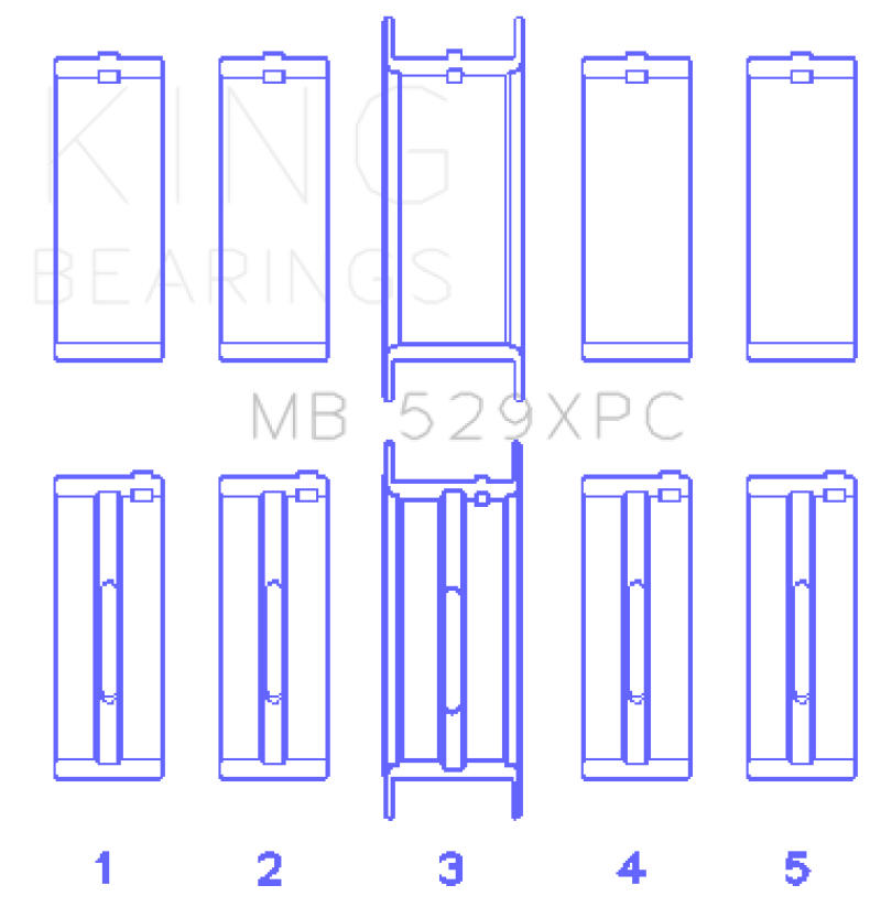 King Ford 260CI/289CI/302 5.0L Windsor Coated Crankshaft Main Bearing Set of 5 (Size .010) - MB529XPC010