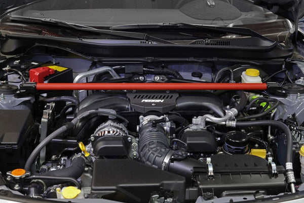 Perrin 2013+ BRZ/FR-S/86/GR86 Strut Brace - Red Wrinkle - PSP-SUS-066RD by Perrin Performance - front view