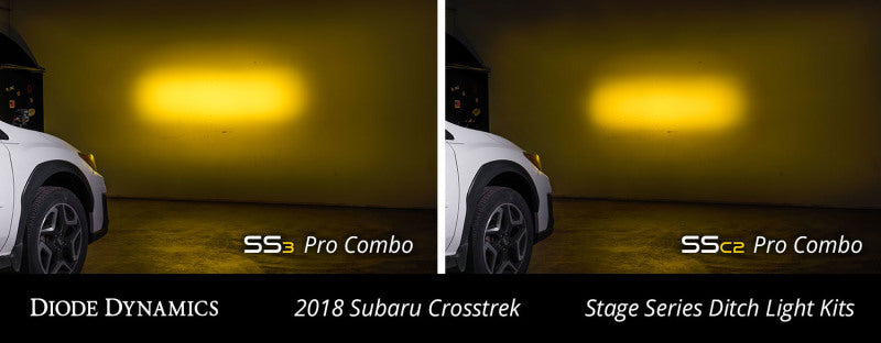 Diode Dynamics 18-21 Subaru Crosstrek Stage Series 2in LED Ditch Light Kit - Sport Yellow Combo - DD6563 for 2018-2023 Subaru