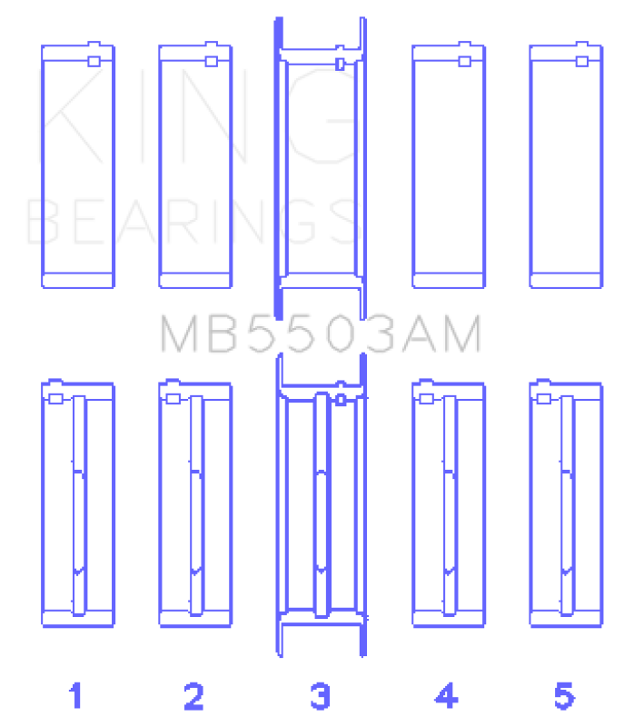 King Engine Bearings Ford V8 351ci 5.8L 16V Crankshaft Main Bearings (Size 030) - Set of 5 - MB5503AM 030