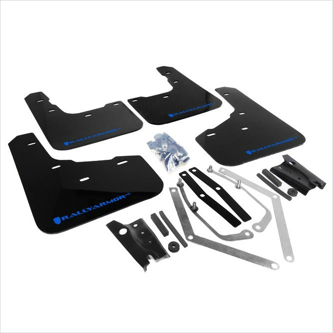 Clearance - Rally Armor 13-19 Ford Fiesta ST Black UR Mud Flap w/Blue Logo - MF29-UR-BLK/BL for 2014-2019 Ford Fiesta ST - fr