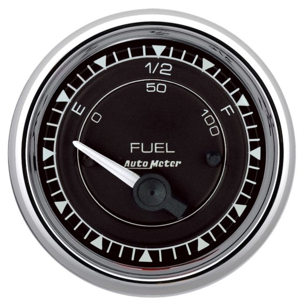 AutoMeter Chrono 2-1/16in 0E 0-90 Ohm Electric Fuel Level Gauge - Chrome - 9714
