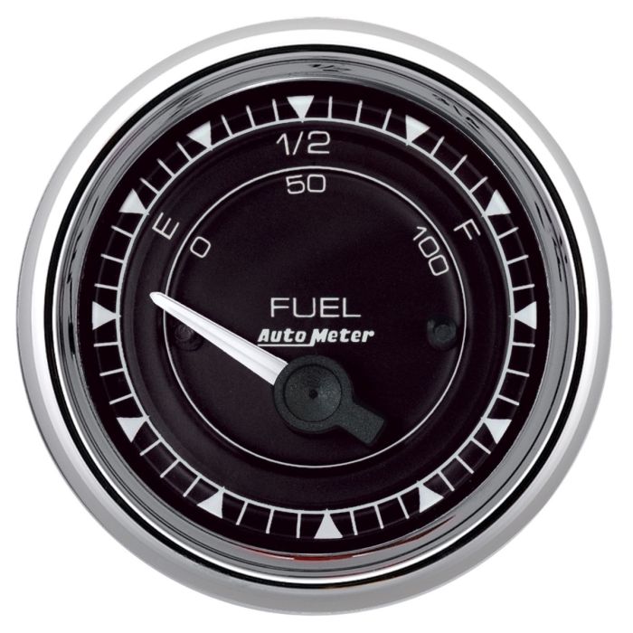 AutoMeter Chrono 2-1/16in 0E 240E-33F Ohm Electric Fuel Level Gauge - Chrome - 9716
