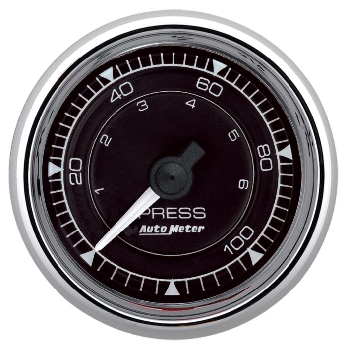 Autometer Chrono 2-1/16in 100PSI Mechanical Pressure Gauge - Chrome - 9721