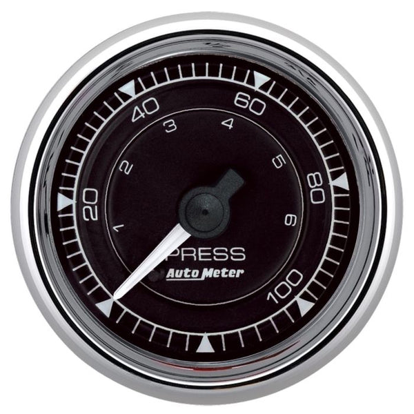 Autometer Chrono 2-1/16in 100PSI Mechanical Pressure Gauge - Chrome - 9721