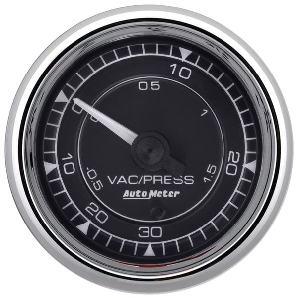 AutoMeter Chrono 2-1/16in 30in HG/30PSI Digital Stepper Motor Vacuum/Boost Gauge - Chrome - 9759