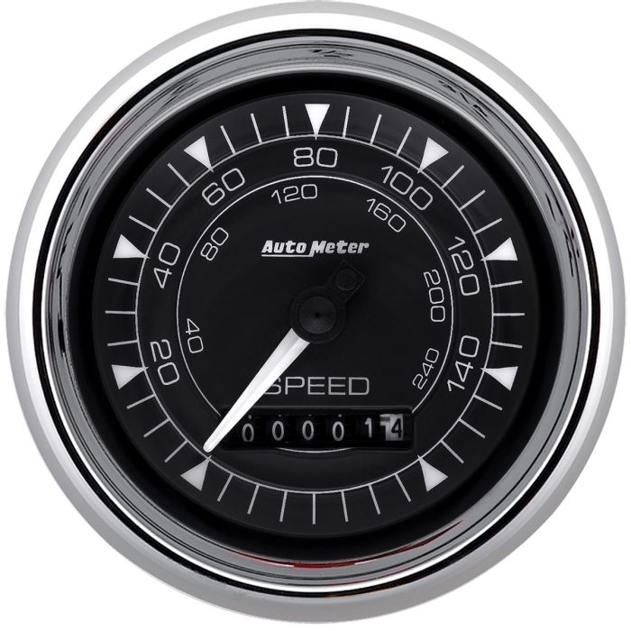 AutoMeter Chrono 3-3/8in 160MPH Electric Programmable Speedometer Gauge - Chrome - 9788