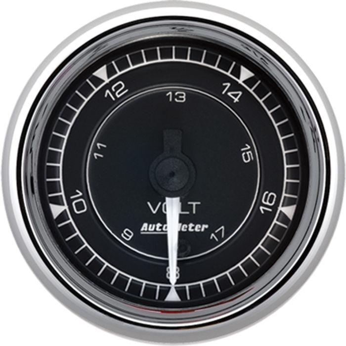 AutoMeter Chrono 2-1/16in 18V Digital Stepper Motor Voltmeter Gauge - Chrome - 9791