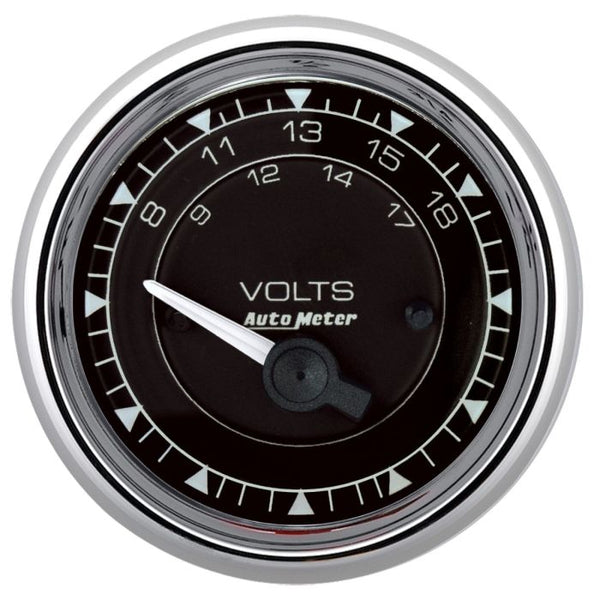 AutoMeter Chrono 2-1/16in 18V Electric Voltmeter Gauge - Chrome - 9792
