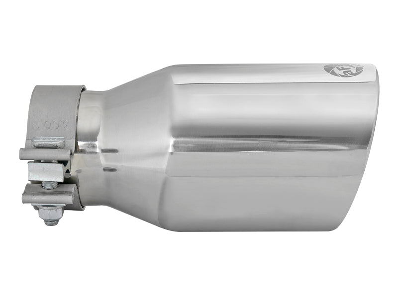 aFe MACH Force-Xp Univ 304 SS Double-Wall Clamp-On Exhaust Tip - Polished - 3in Inlet - 4.5in Outlet - 49T30454-P092