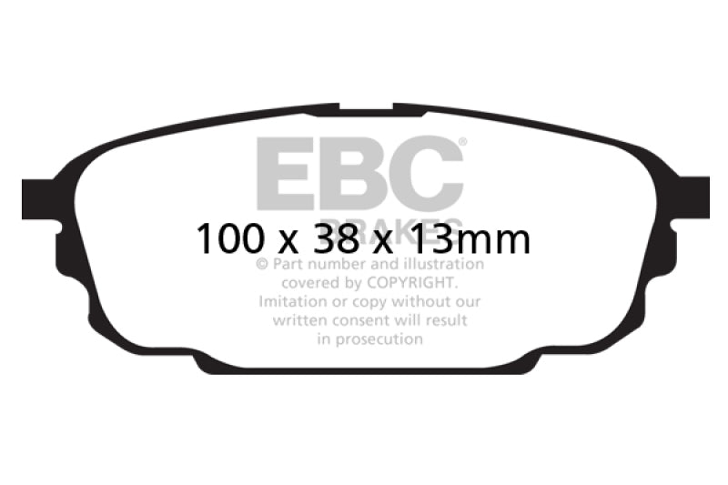 EBC 01-04 Mazda Protege 2.0 (Rear Drums) Ultimax2 Front Brake Pads - UD893 for 2001-2003 Mazda Protege - front view