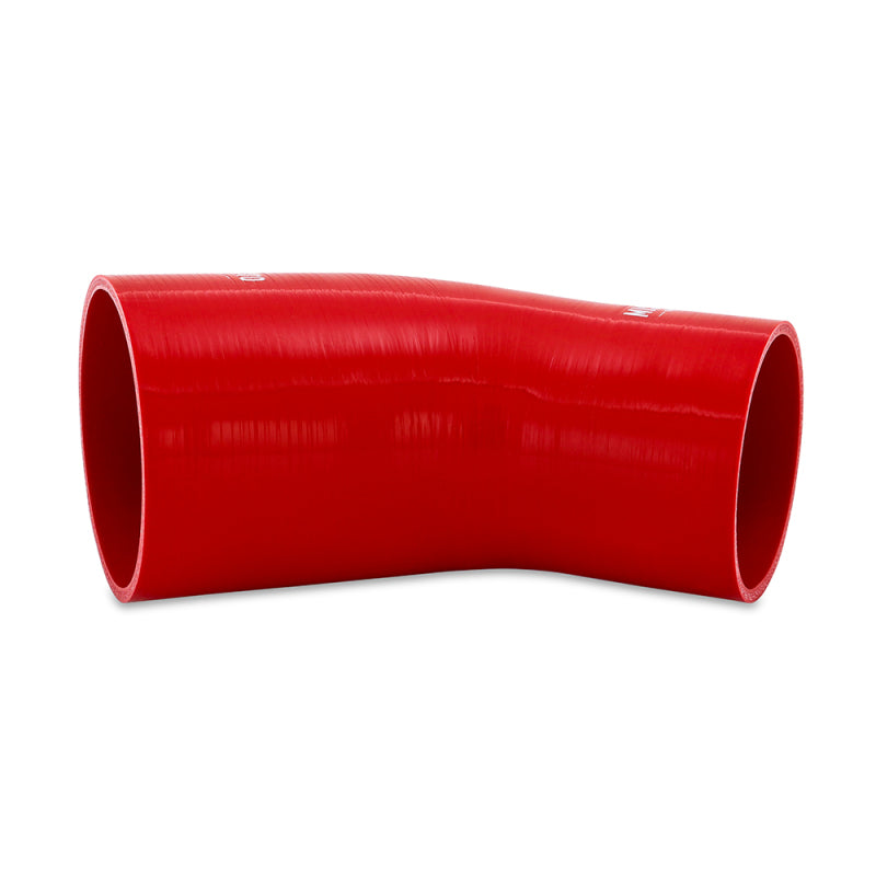 Mishimoto Silicone Reducer Coupler 45 Degree 3.5in to 4in - Red - MMCP-R45-3540RD by Mishimoto - angle view