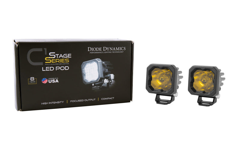Diode Dynamics Stage Series C1 LED Pod Sport - Yellow Spot Standard ABL (Pair) - DD6453P by Diode Dynamics - package contents