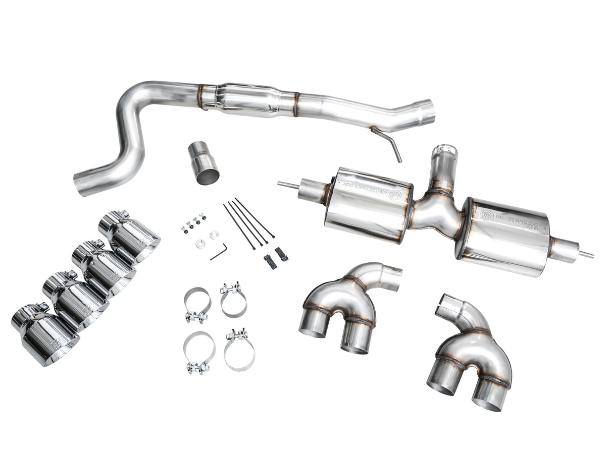 AWE MK8 Volkswagen Golf R 3in Touring Edition Quad Exhaust - Chrome Silver Tips - 3015-42658