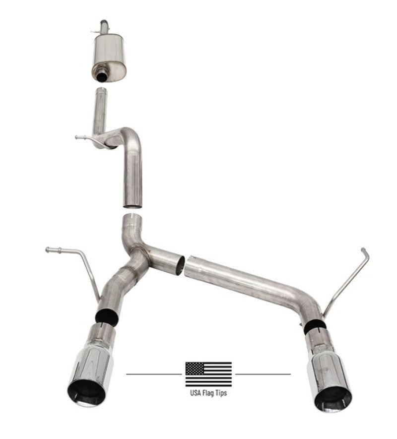 Corsa 2007-2018 Jeep Wrangler JKU 3.6L/3.8L 2.75in Sport Cat-Back Exhaust w/ 4in American Flag Tips - 21122USA