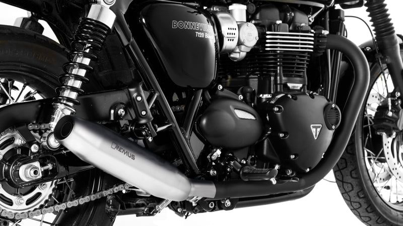Remus 2016 Triumph Bonneville T120/T120 Black (Euro 4) Tapered Chrome Slip On - Left Side - 7102 918018L