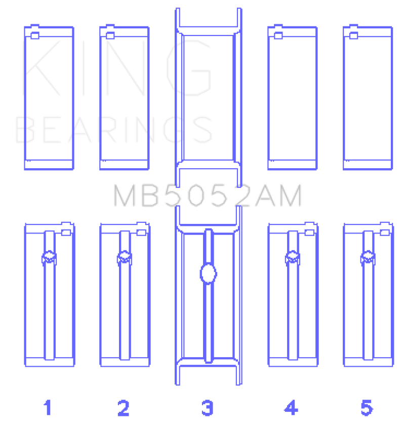 King Chrysler/Mitsubishi 122ci 2.0L (Size 0.5) Main Bearing Set - MB5052AM0.5