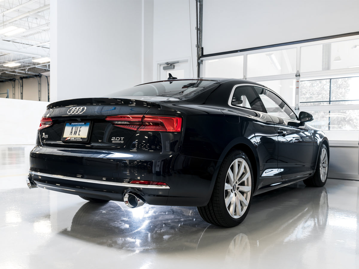 AWE Tuning Audi B9 A5 Touring Edition Exhaust Dual Outlet - Chrome Silver Tips (Includes DP) - 3015-32090