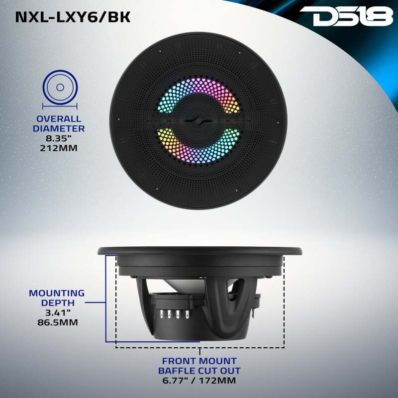 DS18 6.5in 2-Way 150 Watts RMS 4ohm Digital LED Lights Bullet Tweeter Black - NXL-LXY6/BK - additional view 2