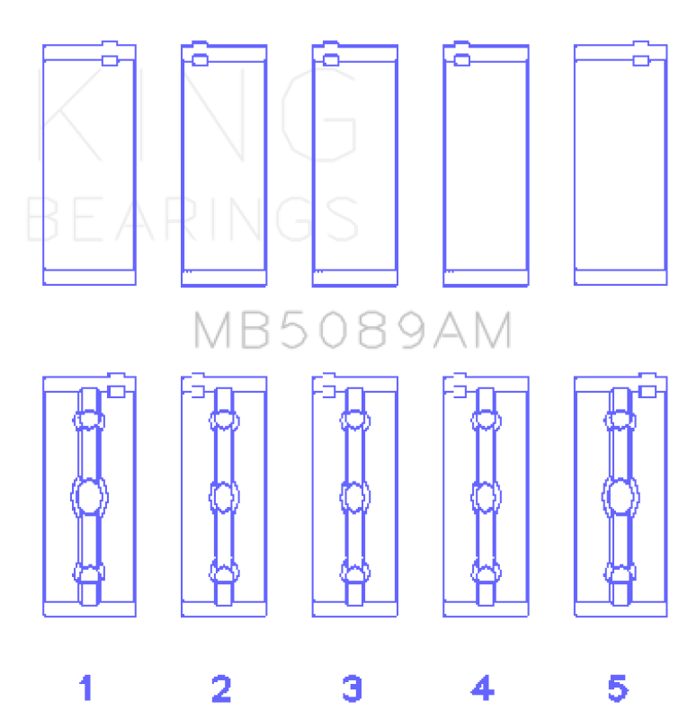 King Engine Bearings Toyota 1Rz (Size +0.50mm) Main Bearing Set - MB5089AM0.5
