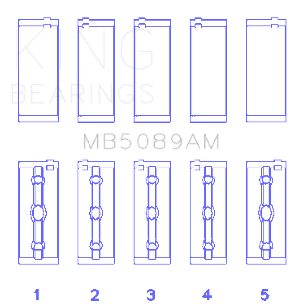 King Engine Bearings Toyota 1Rz (Size +0.75mm) Main Bearing Set - MB5089AM0.75