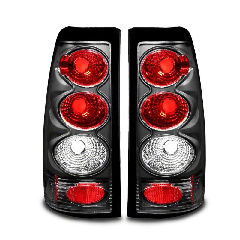 Raxiom 99-02 Chevrolet Silverado 1500 Fleetside Axial Series Tail Lights- Black - Red/Clear Lens - S112710 - front view