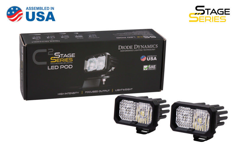 Diode Dynamics Stage Series 2 In LED Pod Sport - White Flood Standard RBL (Pair) - DD6394P