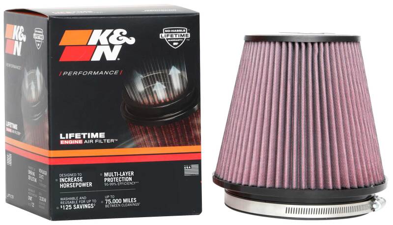 K&amp;N Universal Clamp-On Air Filter 6in FLG / 7-1/2in B / 5in T / 6-1/2in H - RU-1042XD