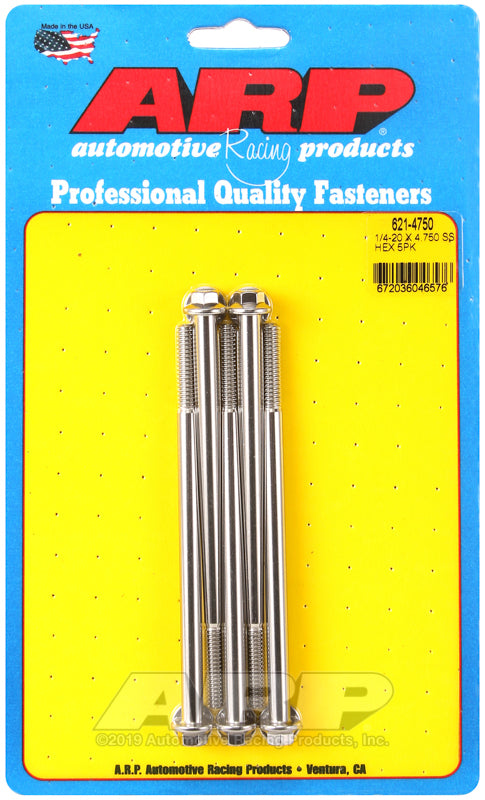 ARP 1/4-20 x 4.750 hex SS bolts - 621-4750