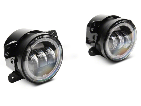 Raxiom 07-18 Jeep Wrangler JK Axial Series 4-In LED Fog Lights w/ RGB Halo - J143371 for 2007-2018 Jeep Wrangler - front view