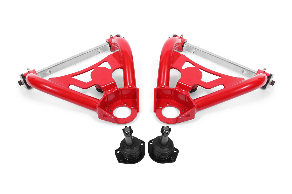 BMR 64-72 A-Body Pro-Touring Upper A-Arms w/ Tall Ball Joint (Delrin) - Red - AA028R