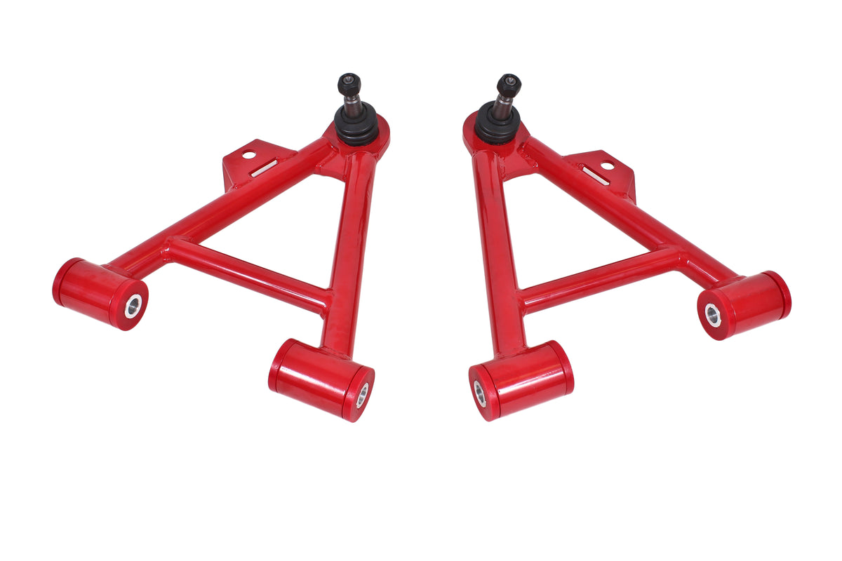 BMR 79-93 Fox Mustang Lower Non-Adj. A-Arms (Coilover Only) w/ Tall Ball Joint (Poly) - Red - AA038R